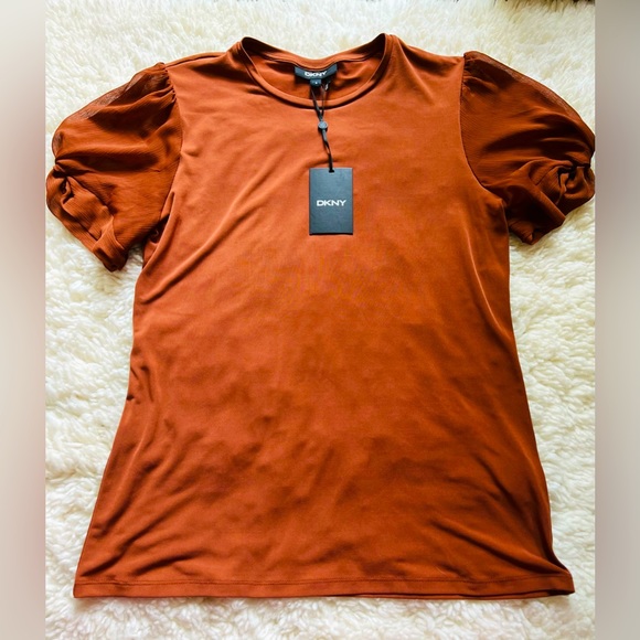 Dkny Tops - DKNY Rare Roasted copper brown color with flattering sleeves
